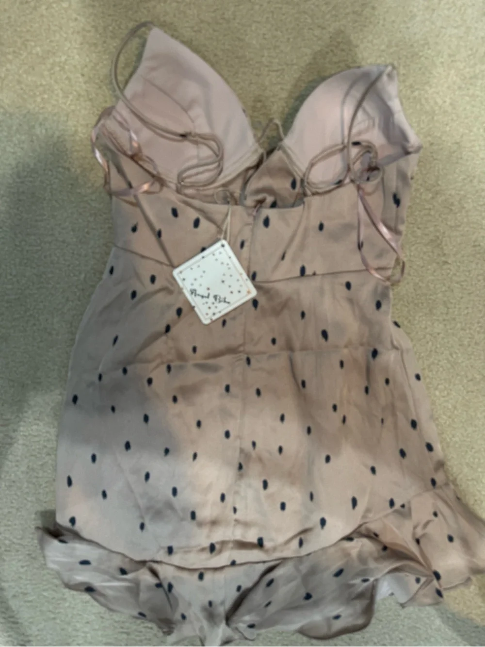 Angel Biba Taupe Satin Slip with Black Spot Print